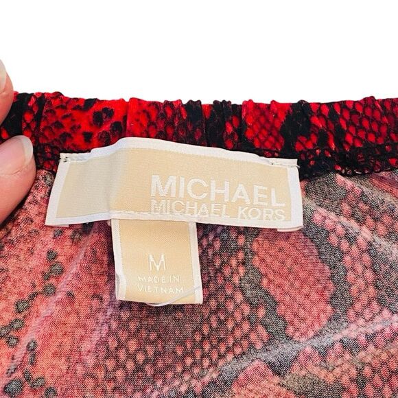Michael Kors Snakeskin Print Keyhole Open Back Chain Halter Top Red Black Medium - Picture 5 of 5